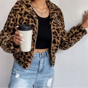 Love Tree cheetah print zip up hoodie
